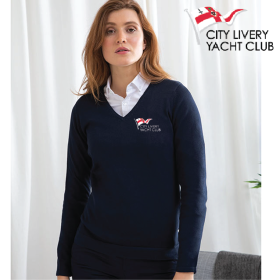 Ladies 12 Gauge V-neck Jumper (HB721) (image for) Ladies 12 Gauge V-neck Jumper (HB721)