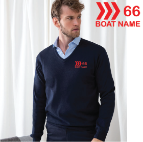 OW Embroidered Mens 12 Gauge V-neck Jumper (HB720) (image for) OW Embroidered Mens 12 Gauge V-neck Jumper (HB720)